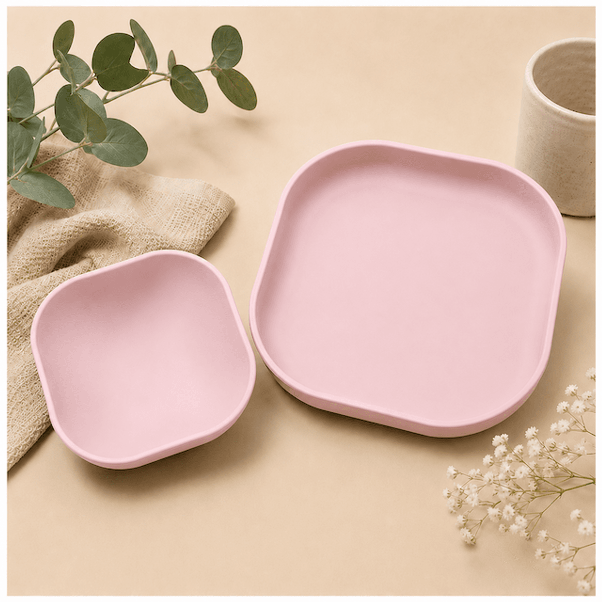 Troller Kids | Silikon Tallerken Sett | Rosa