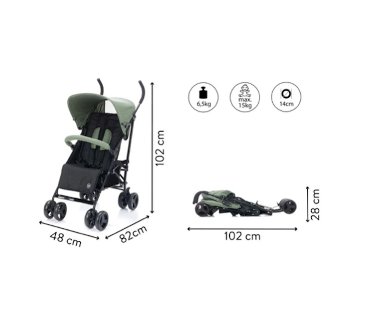 Fillikid | Sprinter Paraplytrille | Black/Green