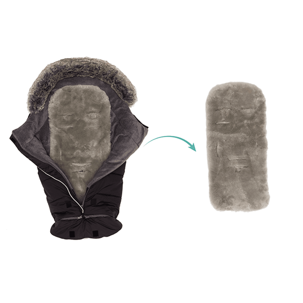 Fillikid | Mavensi Thermopose med Lammeskinn | Sort