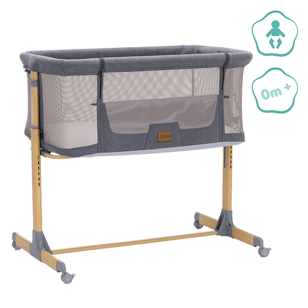Fillikid | Nero Bedside Crib | Grey